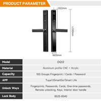 Cerradura Inteligente Moderna para Puerta con Perfil de Aluminio Industrial, CNC, Soporte en la Nube, Control por Huella Digital y Aplicación, Garantía de Dos Años, Impermeable