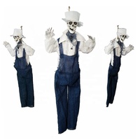 Décoration d'Halloween Maison Hantée Fête Animée Cowboy Animatronique Squelette Fantôme Suspendu Accessoires d'Halloween Fonctionnant sur Piles AA