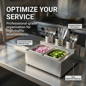 Exhibidor de Buffet de Acero Inoxidable para Almacenamiento de Condimentos y Cubiertos con Orificios Cilíndricos, Equipo de Cocina Comercial para Hoteles - Product Image 3