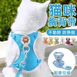 Arnés Ajustable Verde para Perro con Diseño de Oso de Dibujos Animados y Correa a Juego, Cierre de Hebilla Acolchada - Product Image 2