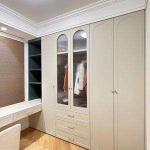 Custom Durable French Modern Minimalist Style Melamine Board Door Bedroom <b>Wardrobe</b> for Hotel & Villa - Product Image 3