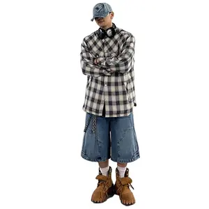 DIZNEW ODM Jeans Shorts Manufacturer Custom Men's Plus Size Knee Length Shorts Vintage Hip Hop Denim Short Pour Hommes