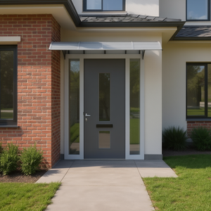 Auvent de porte en polycarbonate gris 157,5 x 39,4 pouces pour entrée avant, design minimaliste imperméable - Product Image 3