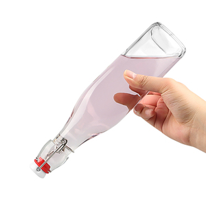 Botella <span class=keywords><strong>de</strong></span> Vidrio Cuadrada/Redonda <span class=keywords><strong>de</strong></span> <span class=keywords><strong>1</strong></span> <span class=keywords><strong>Litro</strong></span> (1000 ml) para <span class=keywords><strong>Agua</strong></span>, Jugo, Aceite y Bebidas con Tapas Abatibles y Tapas <span class=keywords><strong>de</strong></span> Rosca - Product Image 6