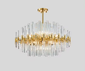 Zeal Lighting Modern Luxury Gold Crystal tube Chandelier Lámpara colgante para sala de estar - Product Image 6