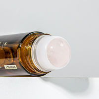 Flacons de parfum et de déodorant en verre ambré cylindrique de 30 ml, 50 ml, 100 ml, avec bille en pierre précieuse, en acier, en plastique, à bille pour huile corporelle