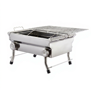 เตาไฟแคมป์ปิ้งแบบพกพาทำจากสแตนเลส พร้อมขาพับได้และตะแกรง - Product Image 1
