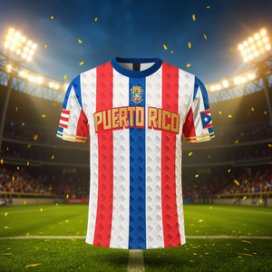 Maglia da Calcio di Porto Rico Personalizzata con Stampa 3D, Maglietta per Tifosi Boricua - Product Image 3