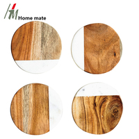 5 sous-verres ronds en marbre et bois, en grès, personnalisés, nouveau