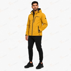Chaqueta de esquí acolchada con capucha amarilla para hombre Tiierwear, impermeable, de poliéster, informal de invierno, con cierre de cremallera frontal, logotipo y patrón a cuadros, de alta calidad. - Product Image 2