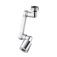 Robinet de cuisine contemporain en acier inoxydable avec extension rotative et bras pivotant à 360 degrés, buse anti-éclaboussures, design moderne