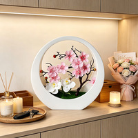 Nieuwe aanwinst: Kunstmatige Phalaenopsis & Wintersweet Bonsai met maanvormige pot, kunstbloem voor woonkamertafel, winkeldecoratie