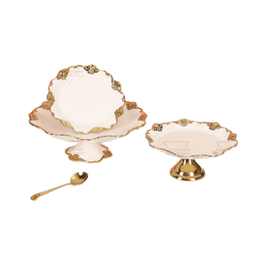 จานผลไม้เซรามิกทรงสูง เป็นมิตรกับสิ่งแวดล้อม เหมาะสำหรับของหวาน ขนมขบเคี้ยว ผลไม้รวม ถั่ว ถาดเสิร์ฟสำหรับชา เค้ก จัดแสดงอาหารใน<span class=keywords><strong>ร้าน</strong></span><span class=keywords><strong>อาหาร</strong></span> - Product Image 1