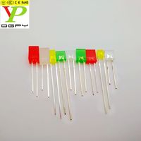 Expédition rapide d'usine Diode LED carrée 2x5x7mm Lentille claire/diffuse 2 broches à travers trou Voyant lumineux Rouge Vert Bleu Jaune Blanc