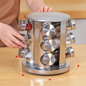Revolving Countertop Condiments Spice Holder Container Kitchen Spice <b>Shelf</b> Organizer Storage Rotating Spice Rack with 12 Jars - Product Image 2