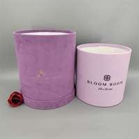 Boîtes cadeaux rondes de luxe en carton recyclé violet personnalisées avec ruban et poignée pour l'emballage de cadeaux