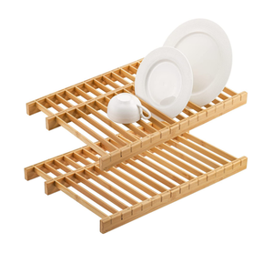 Solid bamboo brown kitchen cabinet organizer pot lid holder over sink dish drying rack