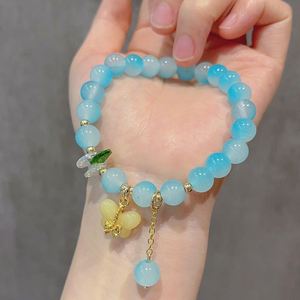 Bracelet Papillon Ombré Dégradé Perlé pour Femme et Fille, Perles de Cristal et Pierres Précieuses Dorées, Fait Main, Idéal Cadeau - Product Image 3