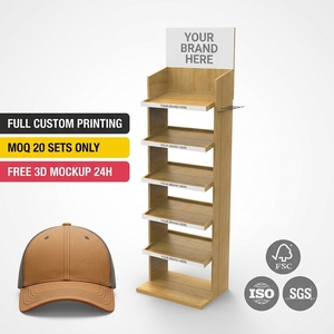 Expositor de Madera Personalizado para Gorras de Béisbol, Soporte para Sombreros, Organizador de Ropa Deportiva, Accesorio para Tiendas Minoristas, Tienda de Golf, FSC - Product Image 1