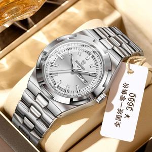 Montres à quartz de luxe décontractées à la mode en or, vente chaude, boîtier en alliage, bracelet en acier inoxydable, double calendrier, semaine, affaires, 40 mm, verre - Product Image 3