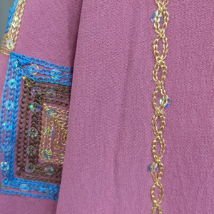 Abito intero da donna con perline, vestaglia con cappuccio, Abaya islamica musulmana, elegante abito da preghiera, caftano, indumento in tessuto crepe. - Product Image 5