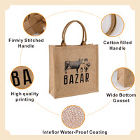 Sac fourre-tout en lin enduit imprimé personnalisé écologique pour faire du shopping à la plage, cadeau promotionnel