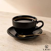 Tasse à café en céramique LEXI à large ouverture pour latte art, avec soucoupe, en porcelaine blanche pure, forme bol, durable, capacité 200-220 ml, design moderne