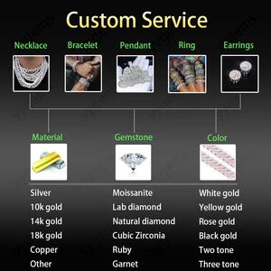 שרשרת קובנית מצופה זהב 18 קראט, כסף 925, 2 שורות, מוסאנייט VVS, רוחב 8-12 מ\\\"מ, עוברת בדיקת איכות 100%, לתכשיטי ראפר היפ הופ. - Product Image 5