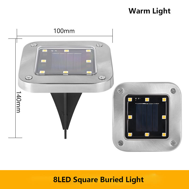 Lumière souterraine carrée à 8 LED - lumière chaude