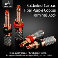 ATAUDIO Accessoires de bricolage en fibre de carbone haute fidélité Bornes à vis plaquées cuivre rouge 4 pièces pour amplificateurs de haut-parleurs