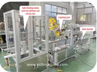 Machine d'étiquetage adhésive pour boîte/plateau à œufs automatique SKILT |   Applicateur d'étiquettes pour cartons de 6/12/30 œufs avec convoyeur