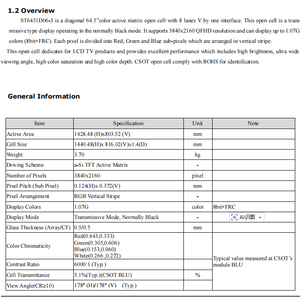 CSOT 65INCH PANEL ST6451D06-3 opencell <b>tv</b> screen for <b>tv</b> smart - Product Image 3