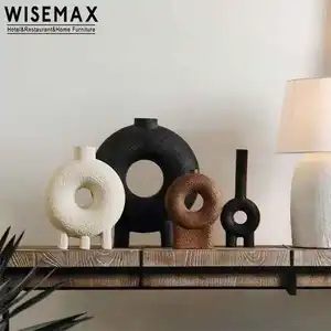 WISEMAX家具现代家居装饰创意手工制作桌面花瓶廉价不规则陶瓷花瓶带孔