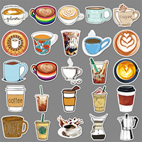 50 autocollants PVC personnalisables DIY pour café, graffiti, auto-adhésifs pour bar à café, guitare, armoire, valise et livres