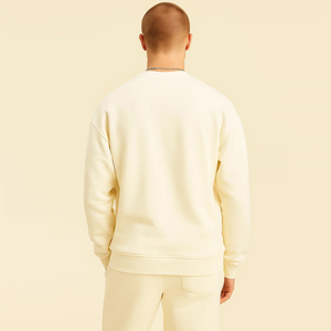 Sudadera de cuello redondo básica crema personalizada sudaderas con capucha de peso pesado de alta calidad sudaderas con capucha blancas deportivas de lana Lisa para <span class=keywords><strong>hombre</strong></span> - Product Image 3