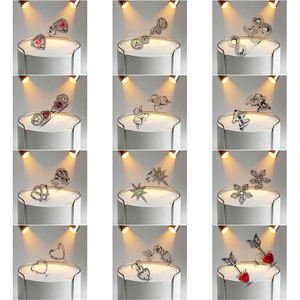 Nouvel ensemble original en argent sterling 925 avec nœud coloré, <span class=keywords><strong>collier</strong></span>, bague et boucles d'oreilles brillantes pour femme, cadeau de Saint-Valentin ou d'anniversaire, bijoux DIY - Product Image 1