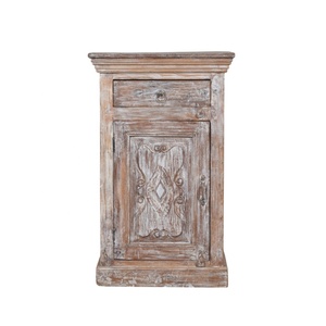 Premium Quality Vintage Wooden <b>Bedside</b> <b>Table</b> with Unique Patina Finish Decorative Accent Furniture for Bedroom Home Decor - Product Image 1