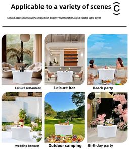 4FT/122cm <b>Round</b> 75cm High Wholesale Elegant Stretch <b>Table</b> <b>Cover</b> for Hotel Events - Product Image 4
