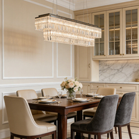 Lustre rectangulaire en cristal de luxe pour salle à manger, îlot de cuisine, éclairage de plafond pour la maison