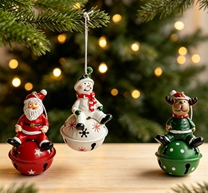 Wholesale Iron Bell Ornaments Snowmen Reindeer <b>Santa</b> Shape <b>Christmas</b> Tree Decoration - Product Image 2