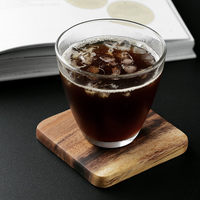 Sous-verre en bois blanc avec Logo personnalisé, petite Table ronde et carrée, à emporter pour verre, 1 pièce
