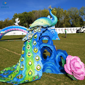 SGFL182 decoración de jardín Animal chino linterna tema tela hermoso Pavo Real linterna Festival - Product Image 1