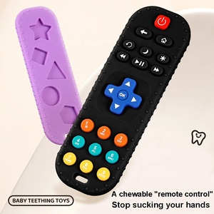 Juguete de dentición para masticar de silicona para bebés, palo de dentición antisucción de silicona de grado alimenticio, juguete calmante con forma de Control remoto, juguete mordedor - Product Image 4