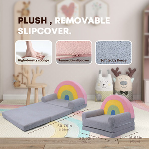 Canapé convertible 2 en 1 personnalisé en usine, canapé-lit pour tout-petits, design arc-en-ciel, canapé pour enfants pour salon, salle de jeux, chambre à coucher - Product Image 3