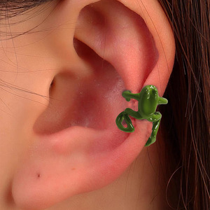 Boucles d'oreilles manchette grenouille en alliage de zinc, unisexe, forme animale, style fête - Product Image 1