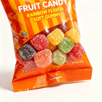 Pochette refermable à trois soudures latérales avec fenêtre transparente pour bonbons, confiseries et snacks, personnalisable avec votre logo