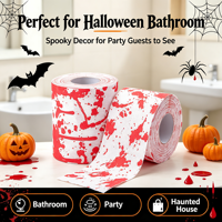 Rouleau de papier toilette effrayant pour Halloween, avec éclaboussures de sang réalistes, décoration fantaisie pour maison hantée, salle de bain ou fête.