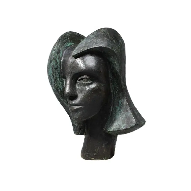 Abstrakte weibliche Bronze kopf geschenk metall kleine Büsten statuen skulptur für Innendekoration