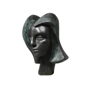 Abstract female bronze head gift metal small bust statue sculpture for indoor decoration