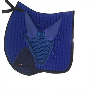 Tapis de selle personnalisé en coton respirant avec rembourrage en polyester pour l'équitation et l'entraînement, avec bonnet d'oreille assorti - Product Image 1